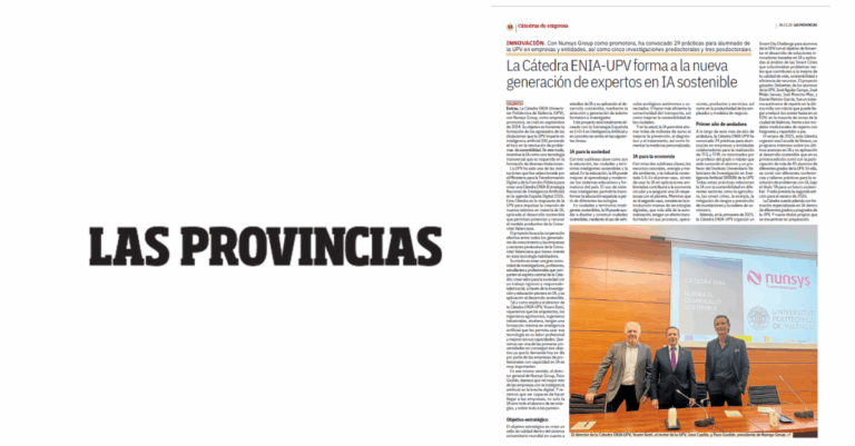 La Cátedra ENIA-UPV colabora en el especial de Cátedras de la Universitat Politècnica de València de Las Provincias